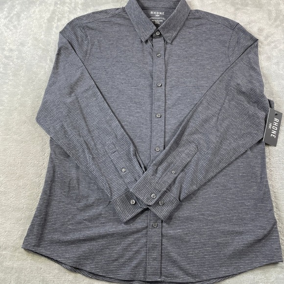Rhone Commuter Shirt Mens XXL GraySlim Fit Houndstooth Stretch Office Preppy